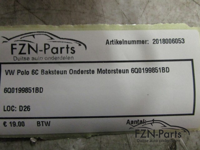 VW Polo 6C Baksteun Onderste Motorsteun 6Q0199851BD