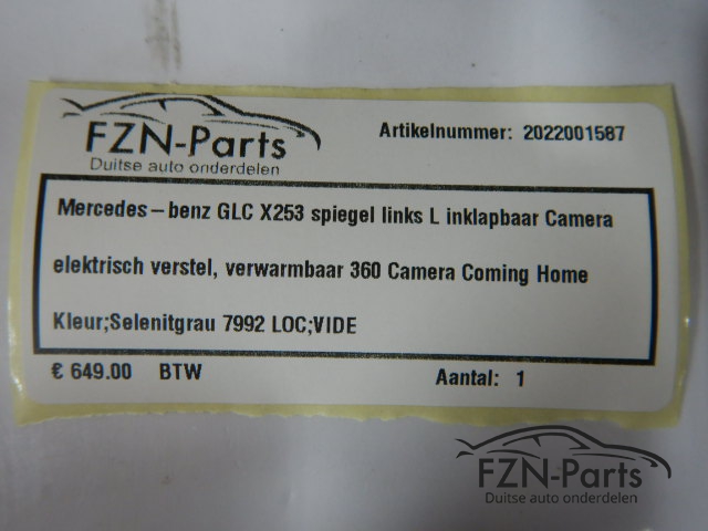 Mercedes-Benz GLC X253 Spiegel Links L Inklapbaar Camera