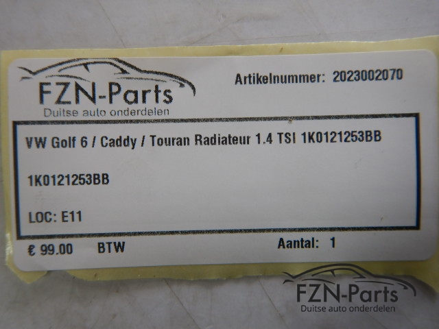 VW Golf 6 / Caddy / Touran Radiateur 1.4 TSI 1K0121253BB