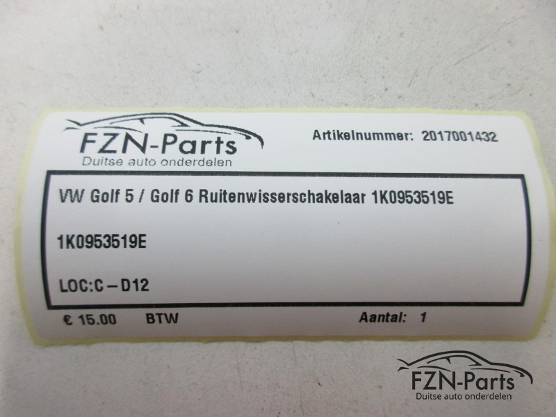 VW Golf 5/6 Ruitenwisserschakelaar 1K0953519E