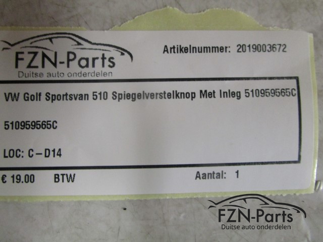 VW Golf Sportsvan 510 Spiegelverstelknop Met Inleg 510959565C
