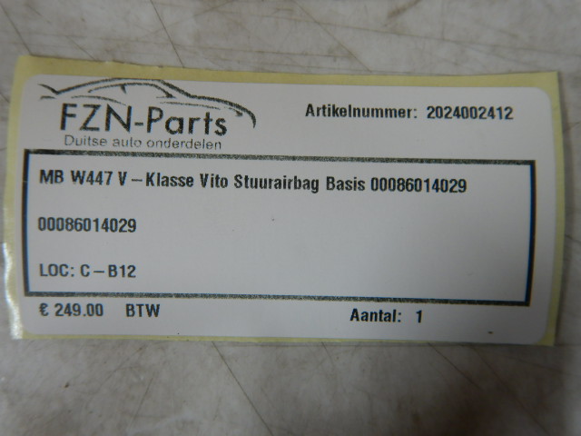 Mercedes-Benz V-Klasse W447 Vito Stuurairbag 00086014029