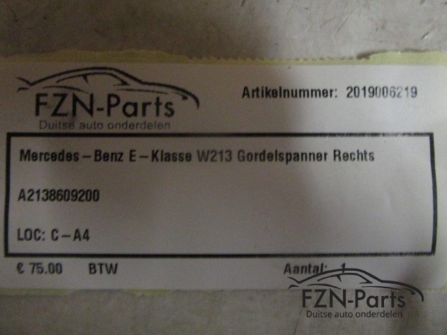 Mercedes-Benz E-Klasse W213 Gordelspanner Rechts