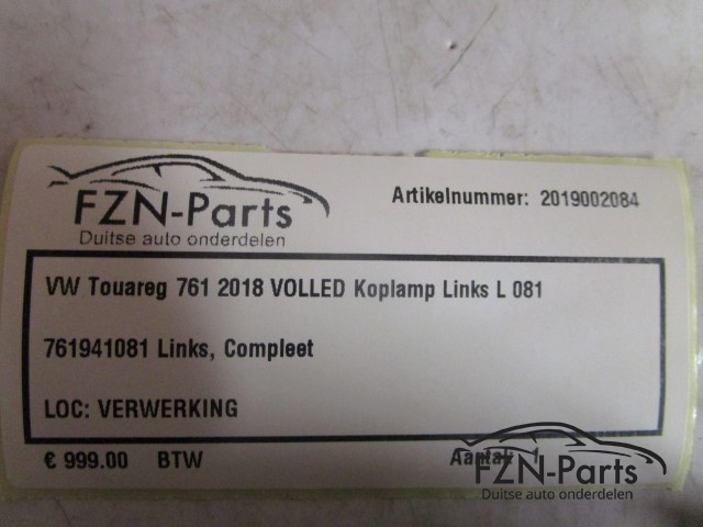 VW Touareg 761 2018 VOLLED Koplamp Links L 081