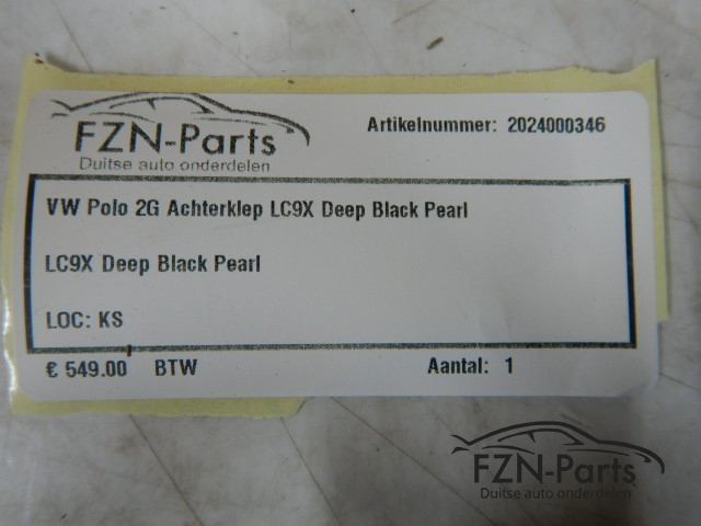VW Polo 2G Achterklep LC9X Deep black pearl