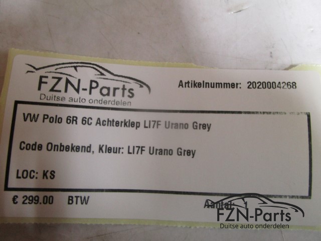 VW Polo 6R 6C Achterklep LI7F Urano Grey