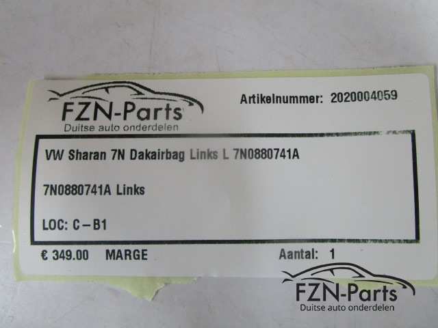 VW Sharan 7N Dakairbag Links L 7N0880741A