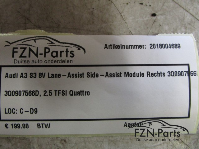 Audi A3 S3 8V Lane-Assist Side- Assist Module Rechts 3Q0907566D