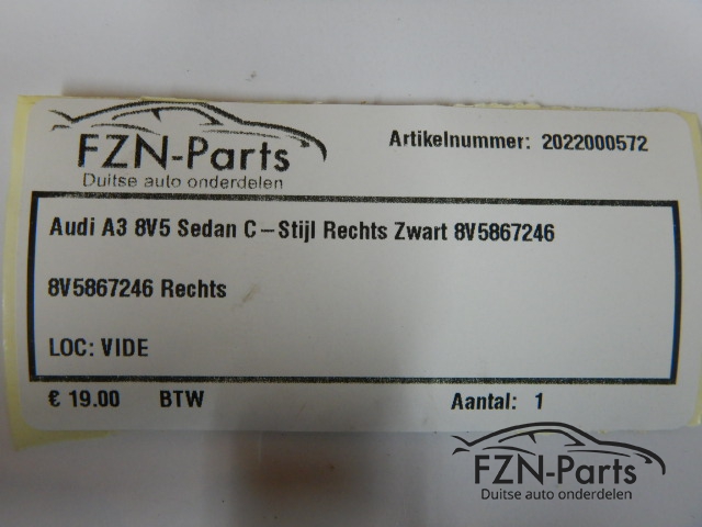 Audi A3 8V5 Sedan C-Stijl Rechts Zwart 8V5867246