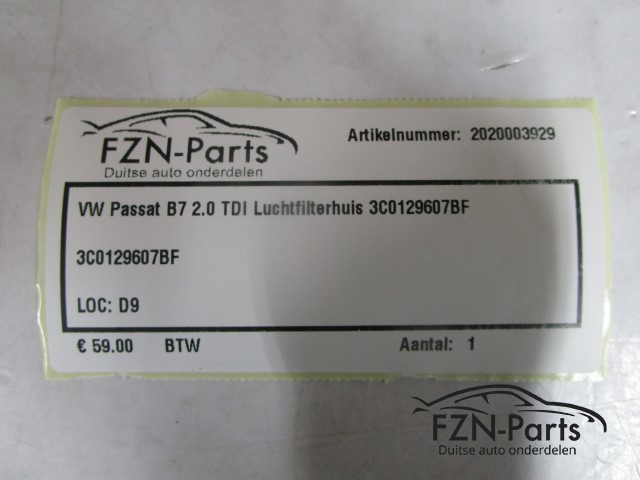 VW Passat B7 2.0 TDI Luchtfilterhuis 3C0129607BF