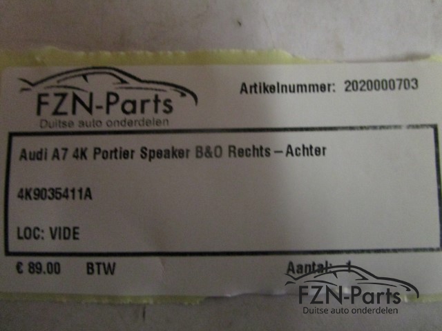 Audi A7 4K Portier Speaker B&O Rechts-Achter