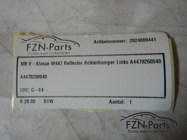 Mercedes Benz V-Klasse W447 Reflector Achterbumper Links A4478260040