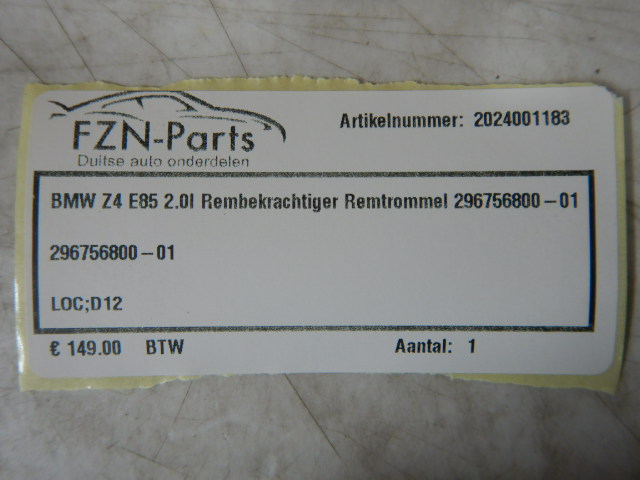 BMW Z4 E85 2.0I Rembekrachtiger Remtrommel 296756800-01