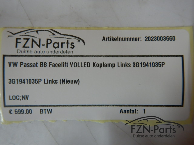 VW Passat B8 Facelift VOLLED Koplamp Links 3G1941035P
