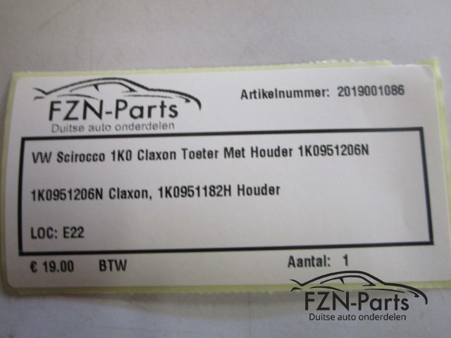 VW Scirocco 1K0 Clacon Toeter Met Houder 1K0951206N