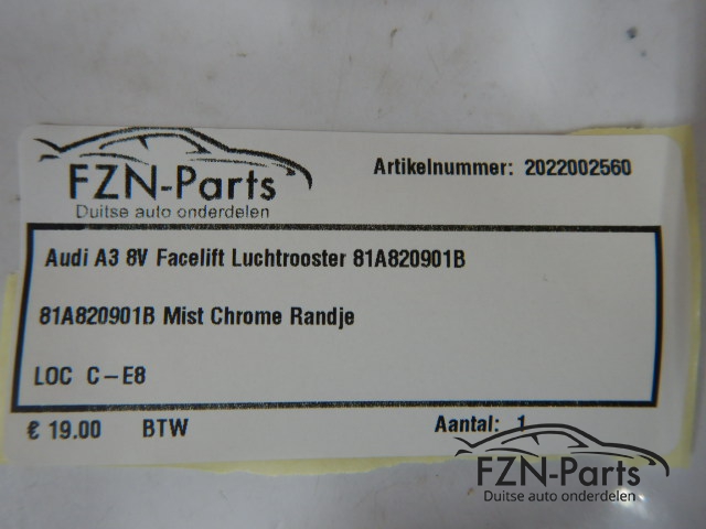 Audi A3 8V Facelift Luchtrooster 81A820901B