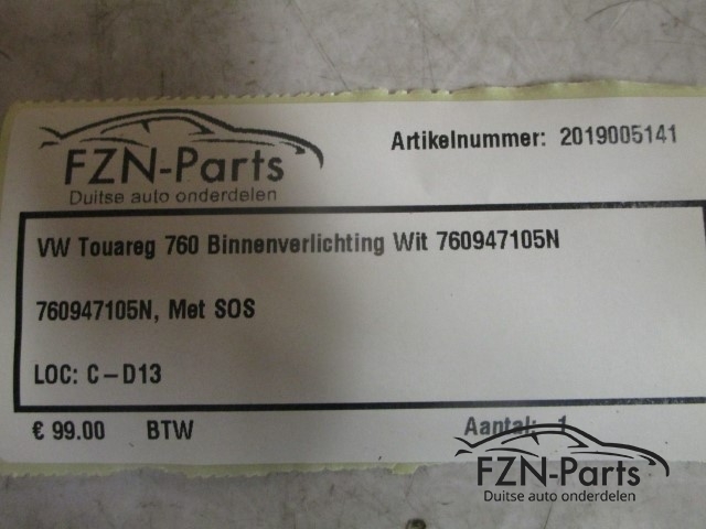 VW Touareg 760 Binnenverlichting Wit 760947105N