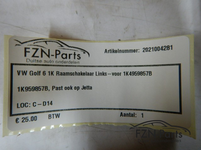 VW Golf 6 1K Raamschakelaar Links-voor 1K4959857B