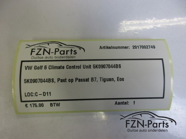 VW Golf 6 Climate Control Unit 5K0907044BS