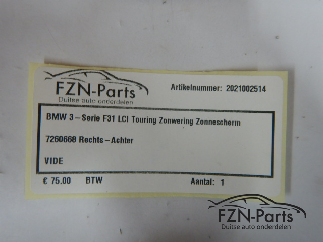 BMW 3-Serie F31 LCI Touring Zonwering Zonnescherm