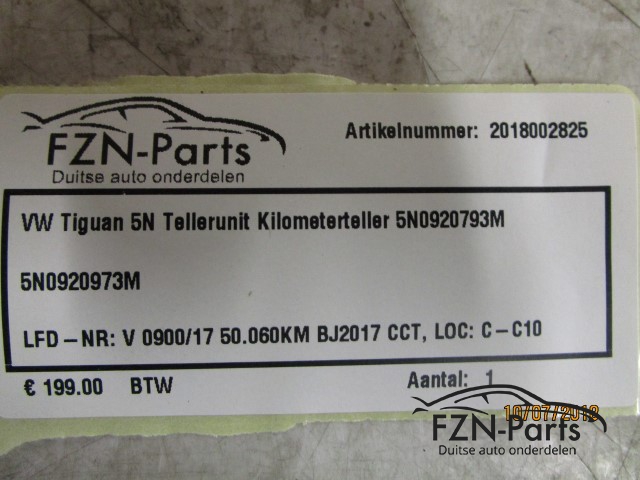 VW Tiguan 5N Tellerunit Kilometerteller 5N0920793M