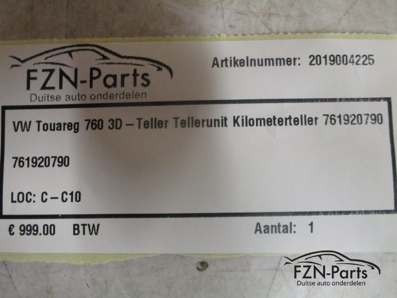 VW Touareg 760 3D-Teller Tellerunit Kilometerteller 761920790