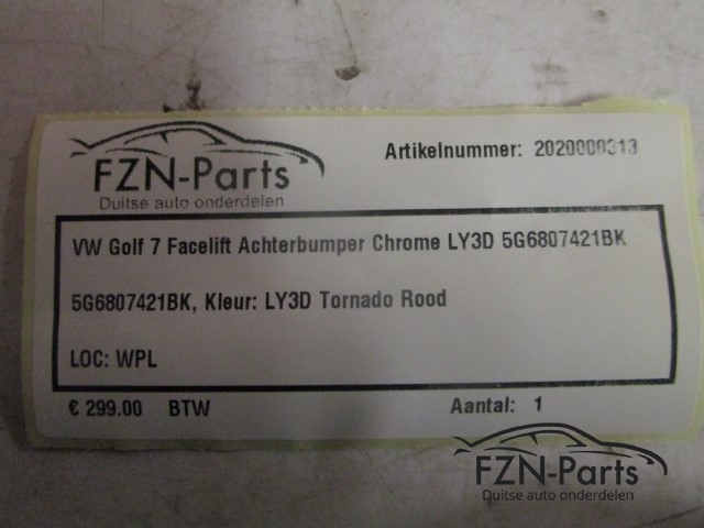 VW Golf 7 Facelift Achterbumper Chrome LY3D 5G6807421BK