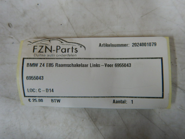 BMW Z4 E85 Raamschakelaar Links-Voor 6955043