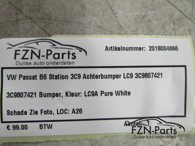 VW Passat B6 Station 3C9 Achterbumper LC9 3C9807421