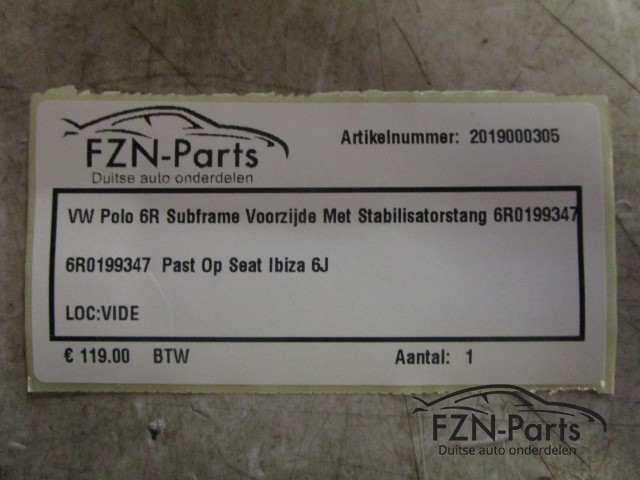 VW Polo 6R Subframe Voorzijde Met Stabilisatorstang 6R0199347
