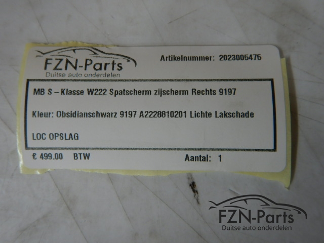 Mercedes Benz S-Klasse W222 Spatscherm Zijscherm Rechts 9197