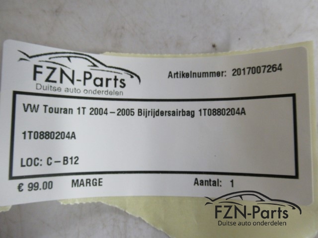 VW Touran 1T 2004-2005 Bijrijdersairbag 1T0880204A