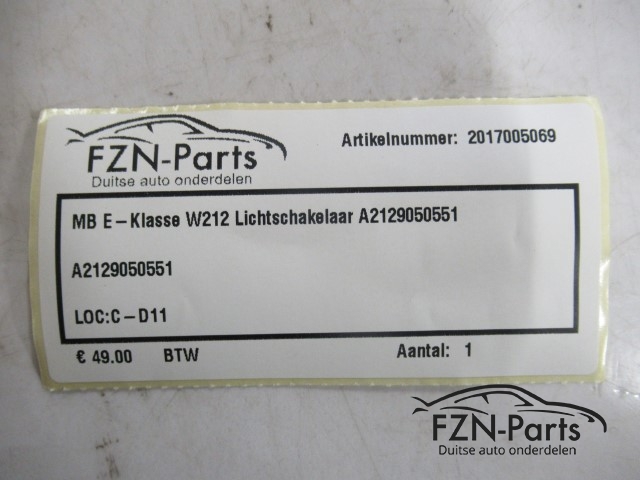 Mercedes-Benz E-Klasse W212 Lichtschakelaar A2129050551