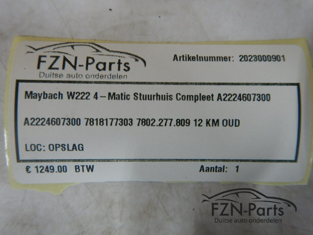 Maybach W222 4-Matic Stuurhuis Compleet A2224607300