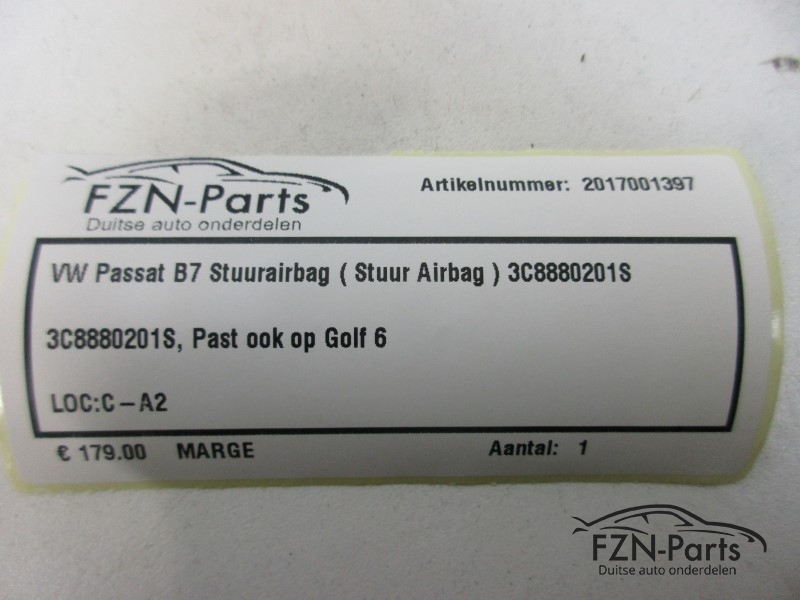 VW Passat B7 MF Stuurairbag ( Stuur Airbag ) 3C8880201S