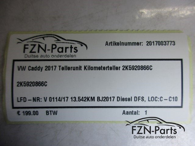 VW Caddy 2017 Tellerunit Kilometerteller 2K5920866C