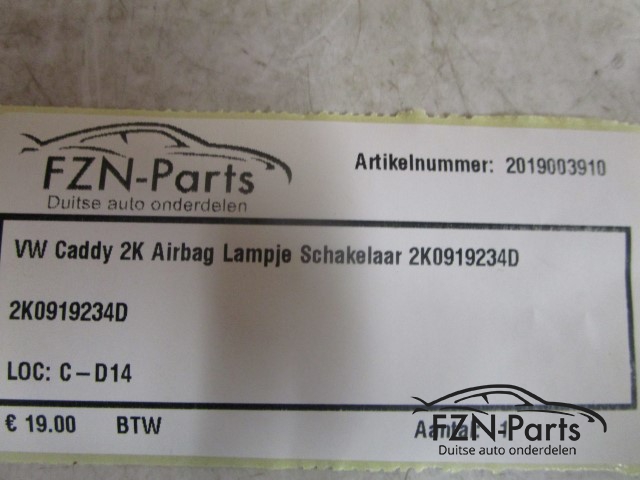 VW Caddy 2K Airbag Lampje Schakelaar 2K0919234D