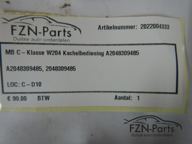Mercedes-Benz C-Klasse W204 Kachelbediening A2048309485