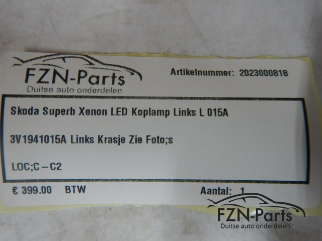 Skoda Superb Xenon LED Koplamp Links L 015A