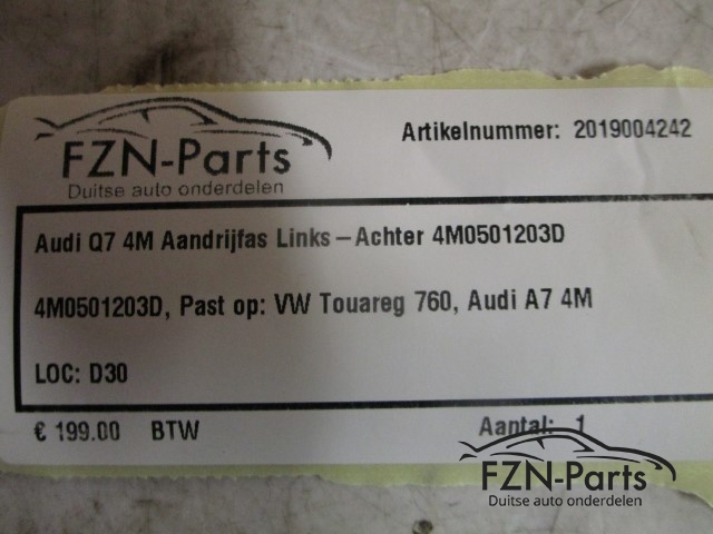 Audi Q7 4M Aandrijfas Links-Achter 4M0501203D