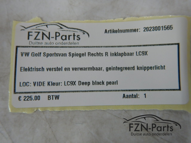 VW Golf Sportsvan 510 Spiegel Rechts R Inklapbaar LC9X