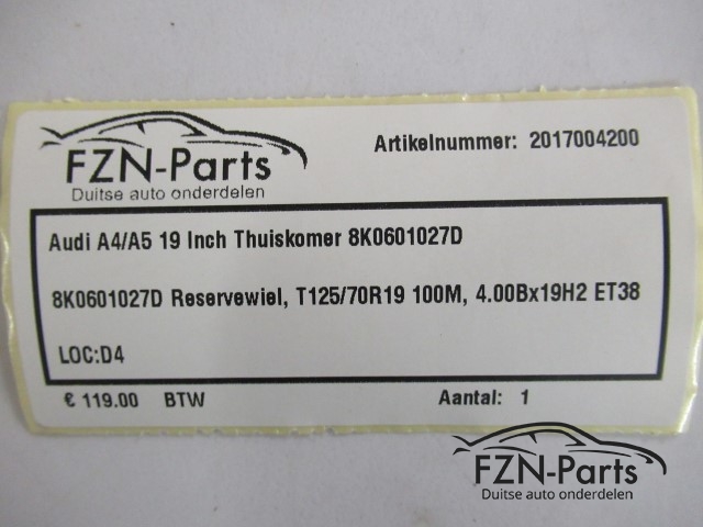 Audi A4 / A5 19 Inch Thuiskomer 8K0601027D
