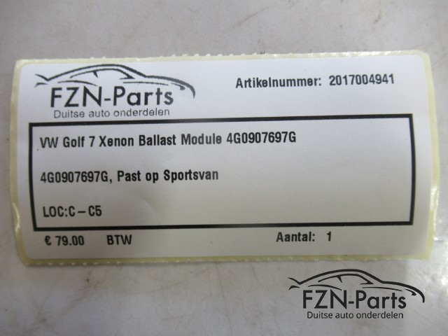 VW Golf 7 Xenon Ballast Module 4G0907697G