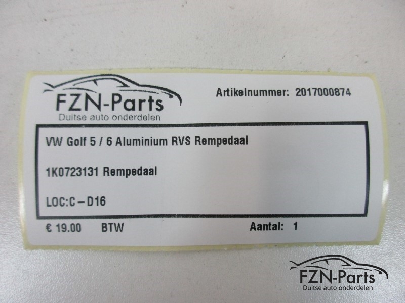 VW Golf 5/6 Aluminium RVS Rempedaal