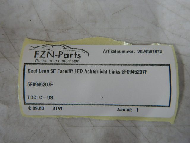 Seat Leon 5F Facelift LED Achterlicht Links 5F0945207F