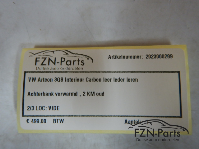 VW Arteon 3G8 Interieur Achterbank Carbon Leer Leder Leren