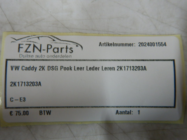 VW Caddy 2K DSG Pook Leer Leder Leren 2K1713203A