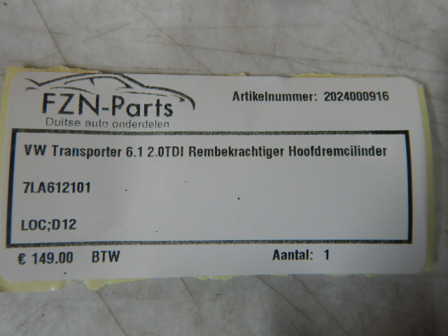 VW Transporter T6.1 2.0TDI Rembekrachtiger Hoofdremcillinder