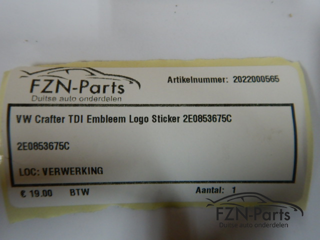 VW Crafter TDI Embleem Logo Sticker 2E0853675C