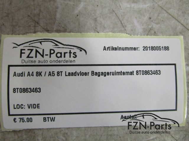 Audi A4 8K / A5 8T Laadvloer Bagageruimtemat 8T0863463